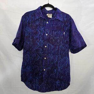 Zoot Sports Mens Purple & Blue Abstract Rayon Button-Up Shirt S